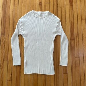 Kotn Ribbed Long Sleeve Top, Cream Colour, Size Small, Super Stretchy